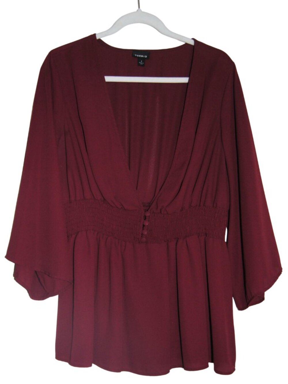 Torrid Babydoll Top Blouse Georgette Smocked Size 1X
